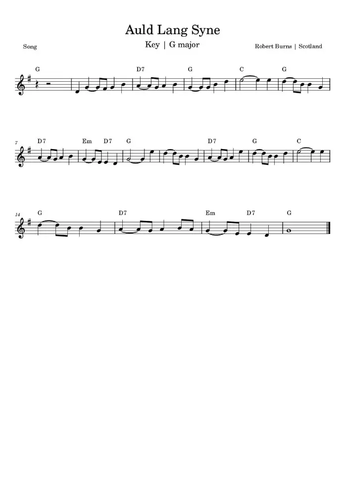 Auld Lang Syne Sheet Music