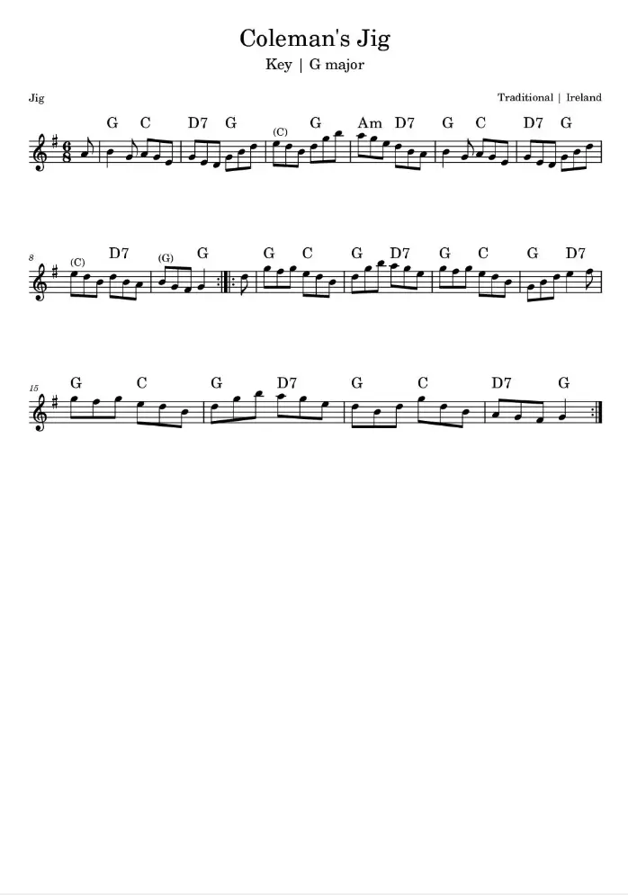 Coleman's Jig Sheet Music