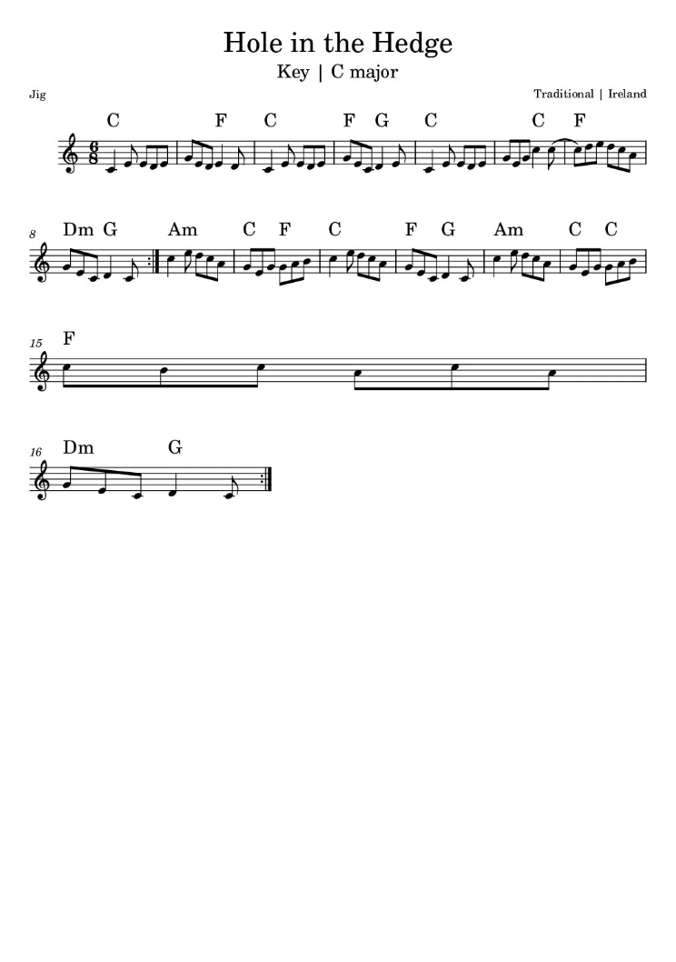 Hole In The Hedge Sheet Music