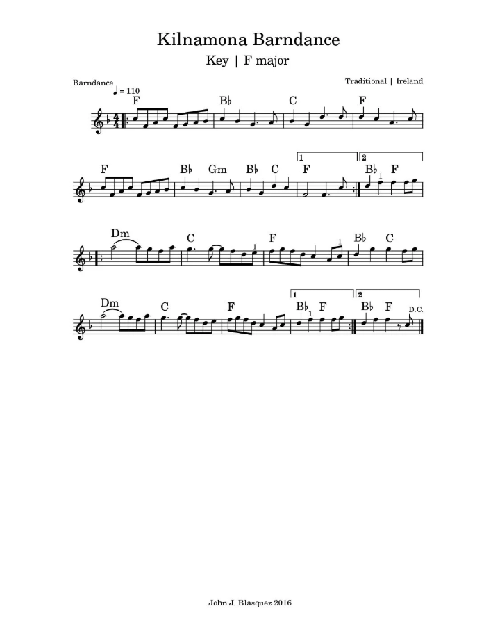 Kilnamona Barndance Sheet Music