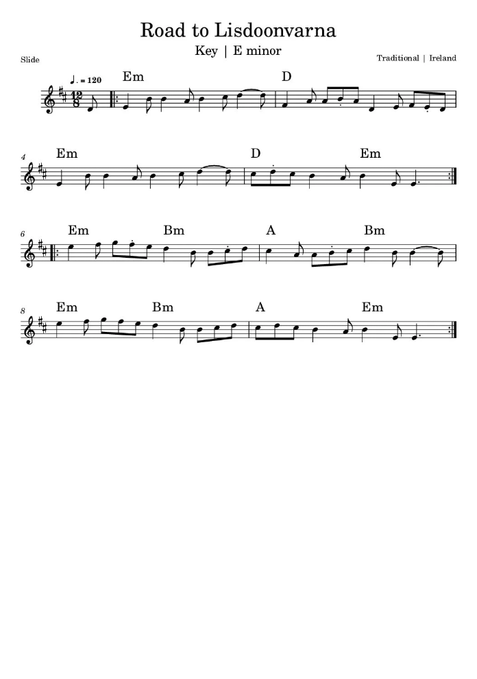 Road To Lisdoonvarna Sheet Music