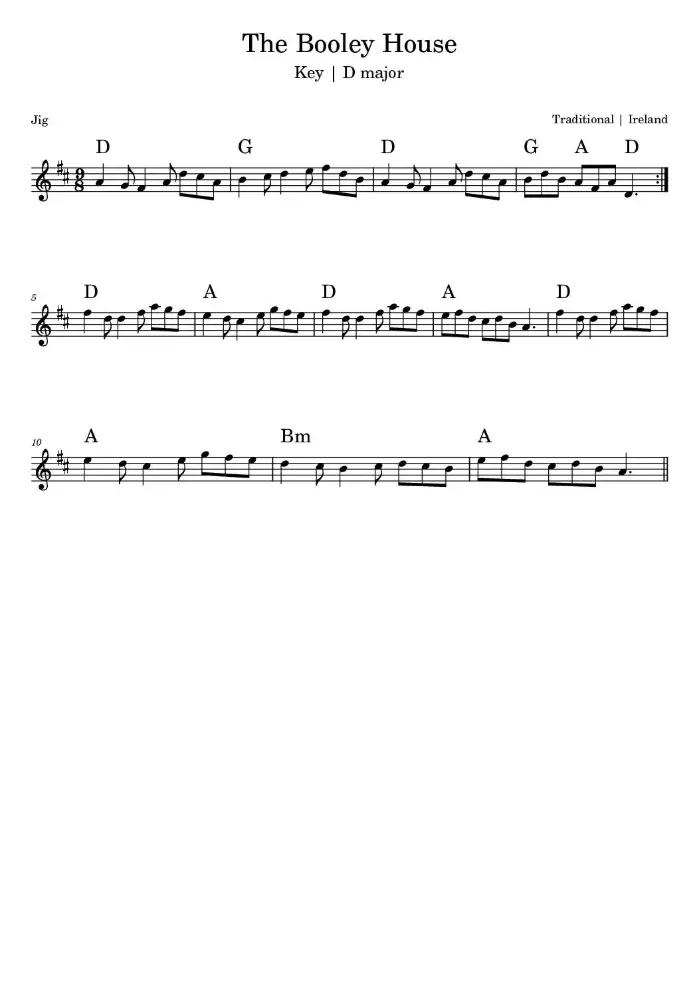 The Booley House Sheet Music