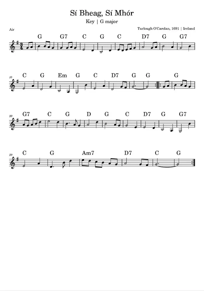 Si Bheag Si Mhor Sheet Music