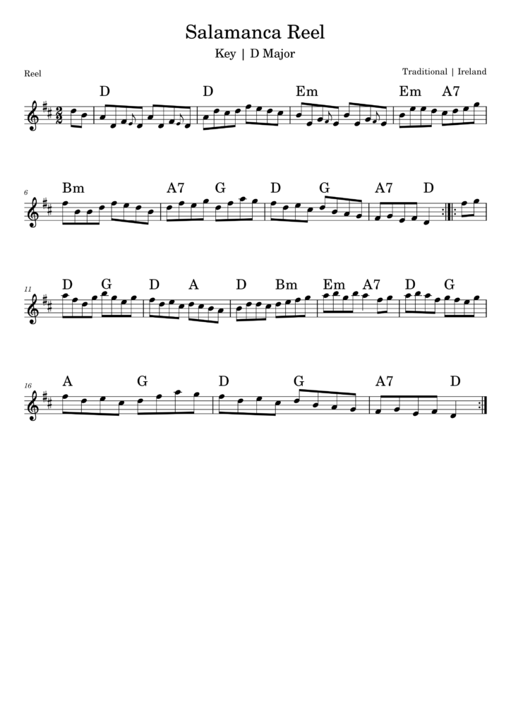 Salamanca Reel Sheet Music