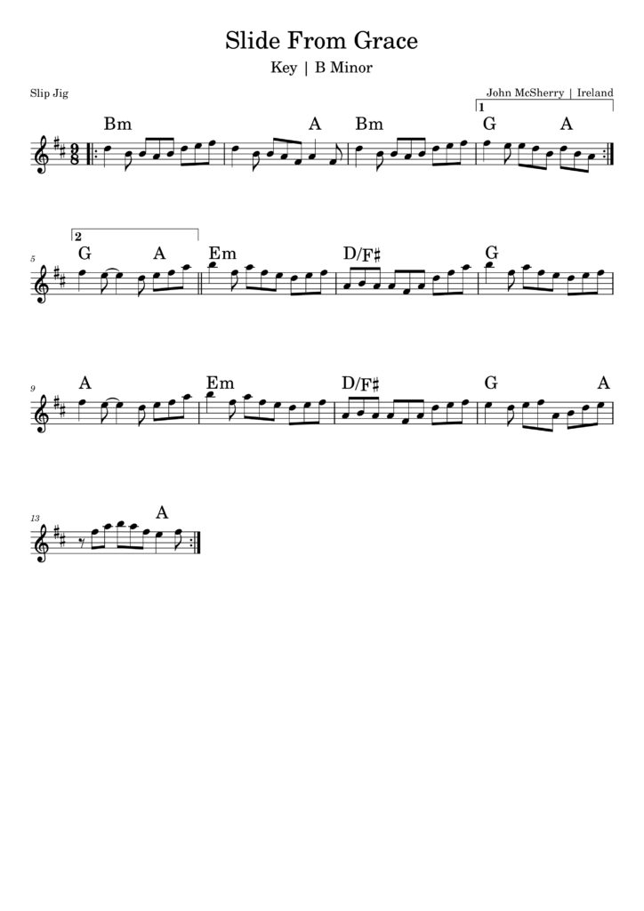Slide From Grace Sheet Music