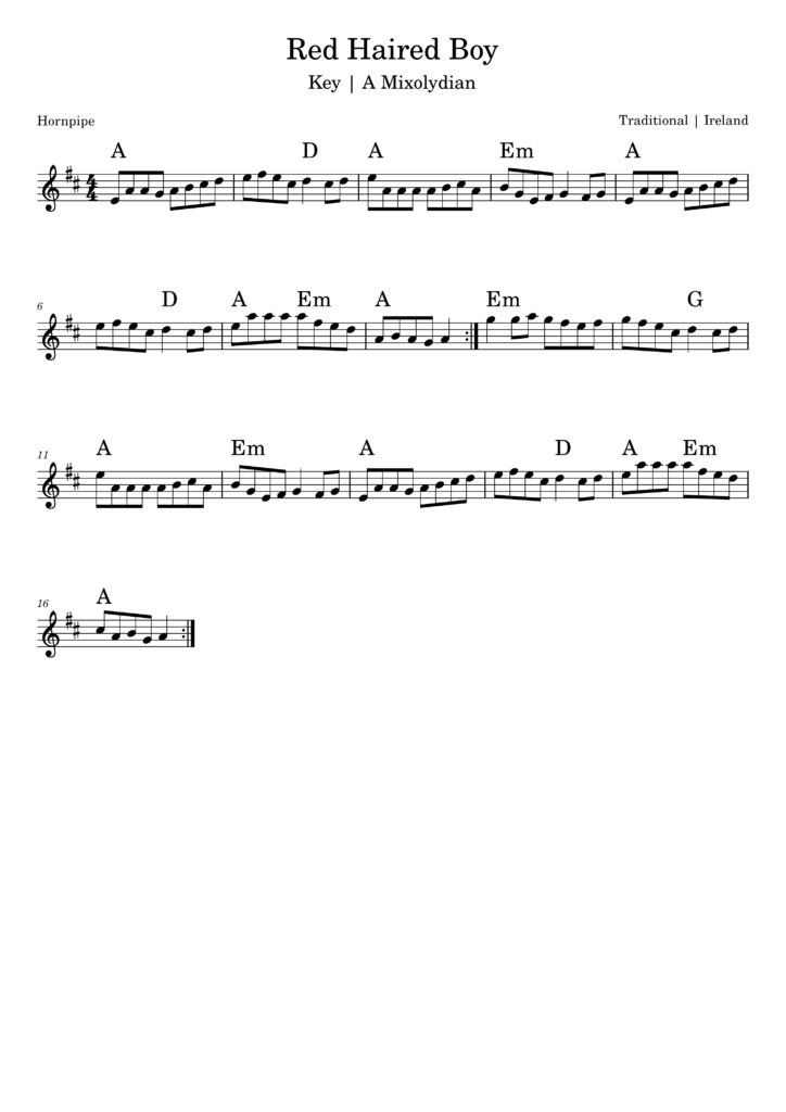 The Red Haired Boy Sheet Music