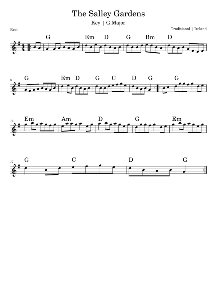 The Salley Gardens Sheet Music