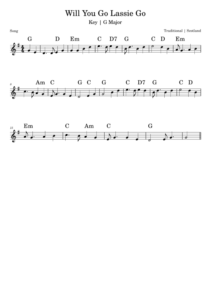 Will You Go Lassie Go Sheet Music (2)